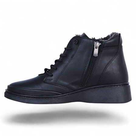 Estelle 770 Cilt Siyah Kadın İçi Kürklü Düz Bot