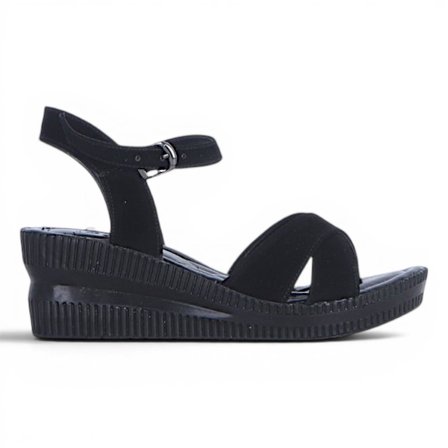 Byn Ayışığı By34 Süet Siyah Kadın 7 Cm Topuklu Sandalet