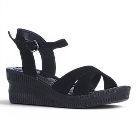 Byn Ayışığı By34 Süet Siyah Kadın 7 Cm Topuklu Sandalet