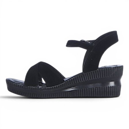 Byn Ayışığı By34 Süet Siyah Kadın 7 Cm Topuklu Sandalet