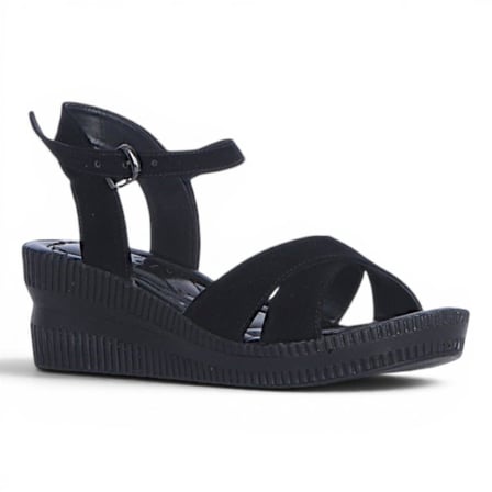 Byn Ayışığı By34 Süet Siyah Kadın 7 Cm Topuklu Sandalet