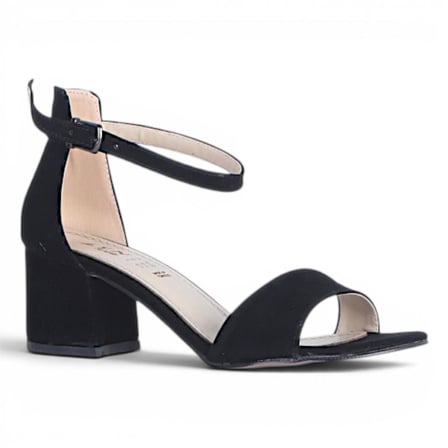 Byn Ayışığı By38 Süet Siyah Kadın 7 Cm Topuklu Sandalet