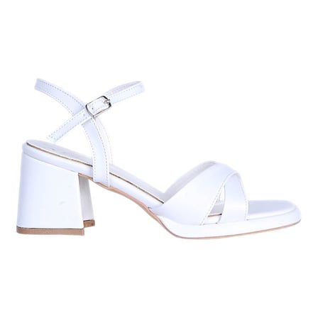 Alens A16 Beyaz 10Cm Kadın Topuklu Sandalet Ayakkabı