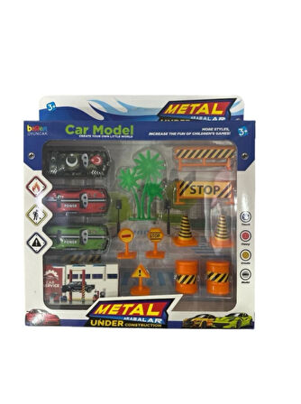 Garaj Araba Seti - Metal Arabalar ve Trafik Aksesuarları ile Birlikte Garaj Seti