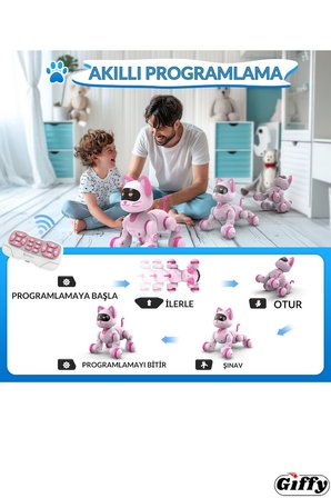 Oyuncak Full Fonksiyon Uzaktan Kumandalı El Sensörlü Şarjlı Işıklı Müzikli Dansçı Robot Kedi