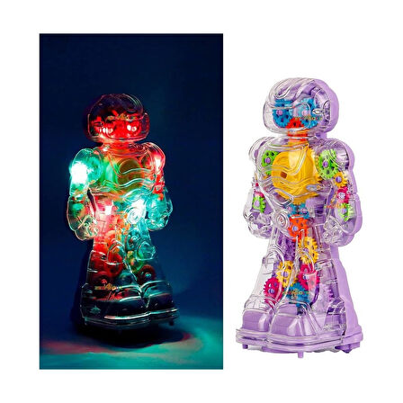 Sesli ve Işıklı 360 Derece ve Çarkları Dönen Oyuncak Robot