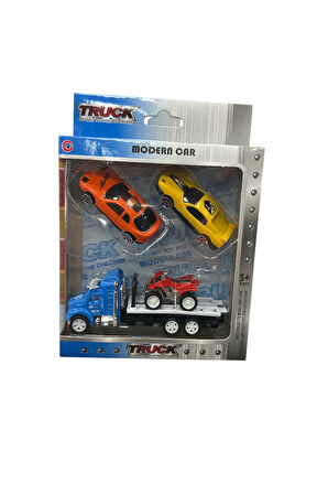 4'lü Araba Seti (Taşıyıcı Kamyon, ATV, 2 Otomobil)