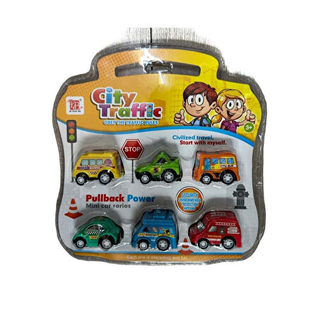 6'Lı Çanta Paket Mini Çek Bırak Araba Seti