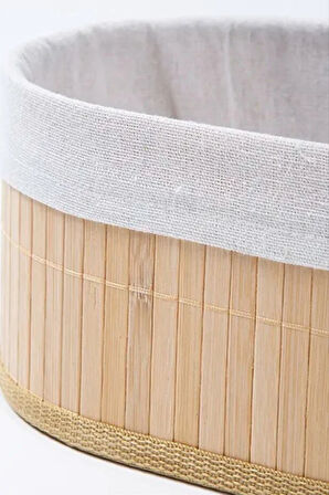 Bambu 3 Lü Sepet Seti Banyo Sepeti Mutfak Sepeti Doğal Astarlı Kozmetik Dolap İçi Çok Amaçlı Düzenleyici