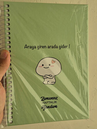 Zamansız Haftalık Stickerlı, Resimli, Renkli Spiralli Sert Kapak Ajanda 17x24 CM