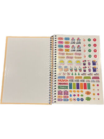Zamansız Haftalık Stickerlı, Resimli, Renkli Spiralli Sert Kapak Ajanda 17x24 CM
