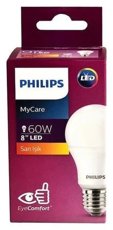 Philips MyCare LED Ampul 8W (60W) E27 2700K Sarı Işık 720 Lümen
