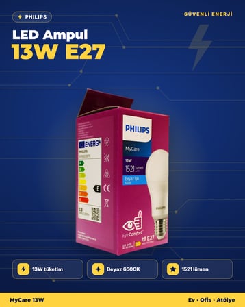 Philips MyCare LED Ampul 13W (100W) E27 6500K Beyaz Işık 1521 Lümen
