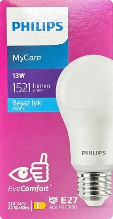 Philips MyCare LED Ampul 13W (100W) E27 6500K Beyaz Işık 1521 Lümen