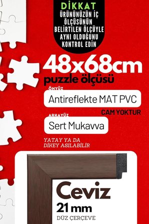 21lik Puzzle Poster Resim Çerçevesi PVCli Postersiz Resimsiz Çerçeve (Ceviz, 48x68)
