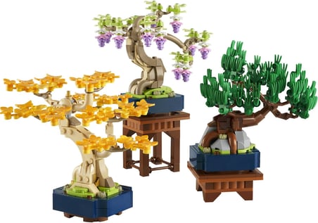 Botanicals Mini Bonsai Ağaçları 10373 – Bitki Tutkunu Yetişkinler için Ginkgo, Wisteria ve Siyah Çam Ağaçlarından Oluşan Dekoratif Bitki Modeli, Yaratıcı Hediye Fikri (709 Parça)