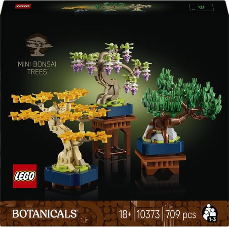 Botanicals Mini Bonsai Ağaçları 10373 – Bitki Tutkunu Yetişkinler için Ginkgo, Wisteria ve Siyah Çam Ağaçlarından Oluşan Dekoratif Bitki Modeli, Yaratıcı Hediye Fikri (709 Parça)