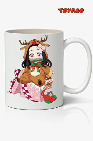 Yılbaşı Yeni Yıl Demon Slayer Nezuko Kamado Temalı Beyaz Kupa Bardak Sevgiliye Arkadaşa Hediye