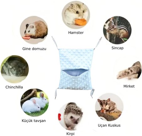 Gine Pig Gine Domuzu Kirpi Sincap Gelincik Tavşan Hamster Küçük Kemirgen Hamak Askılı Uyku Kesesi