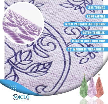 | Premium Kalite Desenli Kadife Mutfak Bezi | Leke Tutmaz-Koku Yapmaz x3 Adet 30x40cm