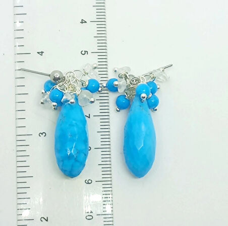 2387 Turkuaz kristal Kuvars el yapımı küpe