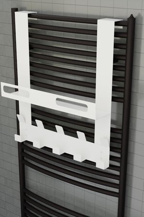 Beyaz Raflı Havlupan Askısı Banyo Petek Askısı ve Raflı Havlu Askılığı, Banyo Peteği Askılığı MT105B