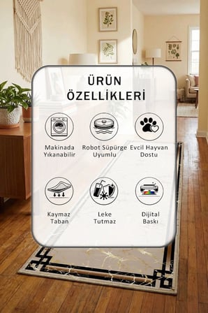 Ehl-240 Yıkanabilir Kaymaz Taban Dijital Baskılı Yolluk Halı