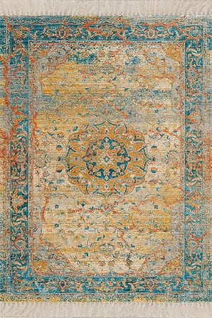 Pelangi Osmanlı Motifler Desenli Yıkanabilir Kaymaz Taban Salon Halısı, Bej 160 x 230
