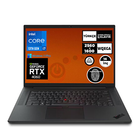 Lenovo MWS Thinkpad P1 Gen 6 i7-13800H 64GB 1TB 8GB RTX 4060 16" WQXGA Windows 11 Pro Taşınabilir İş Istasyonu 21FV000GTX 005