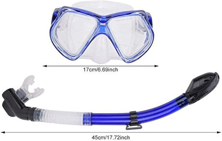 Monozone Yetişkinler İçin Şnorkel Takımı 3Parça Set,Dalış Gözlüğü,Şnorkel,Ayarlanır Yüzme Paletleri