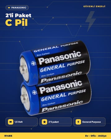 Panasonic General Purpose C Orta Boy Pil 2'li R14BE