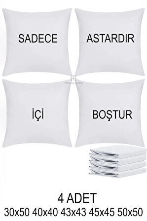 4 Adet Fermuarlı Kırlent İç Astarı 5 Ebat Kırlent içi Yastık Kılıf Astar Milt