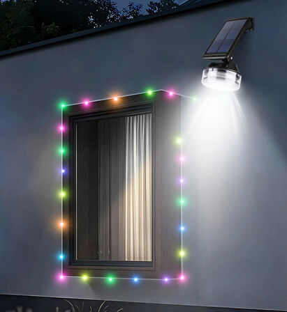 YD-2333 Güneş Enerjili 8 Metre RGB Peri Led + Hareket Sensörlü Solar Lamba 2in1 Bahçe-Balkon Ledi