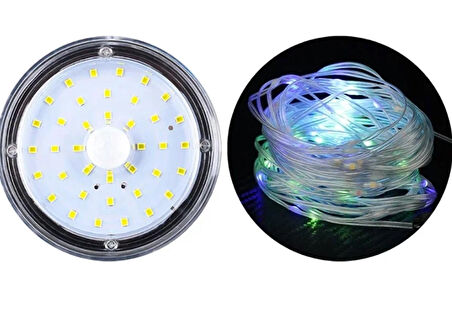 YD-2333 Güneş Enerjili 8 Metre RGB Peri Led + Hareket Sensörlü Solar Lamba 2in1 Bahçe-Balkon Ledi