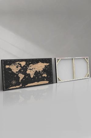 Vintage Dünya Haritası Kanvas-canvas Tablo, 120 x 65