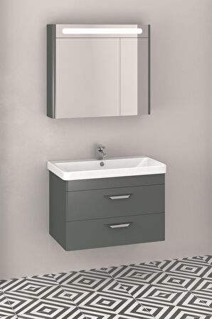 MARİA 80 CM BANYO DOLABI ANTRASİT  - BOY DOLAP HARİÇ 