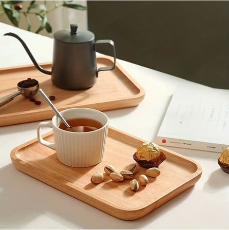 2 Adet Bambu Dikdörtgen Servis Tabağı, Sunum Seti (30x20 cm) Bambu 30 x 20