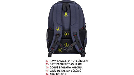 Dada 01 Orta-Lise-Üniversite & Günlük Okul Sırt Çantası Su Geçirmez Kumaş Darbe Emici Koruma 15,6 In