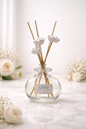 Beyaz Çiçekler Seramik Taş Çiçekli Çubuklu Oda Kokusu White Flowers 80 ml