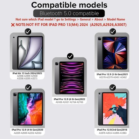 İpad 12.9"3.4.5.6.Nesil M1.M2 2022.2021/ iPad Air 13 (M2, 2024/M3,2025) ile Uyumlu Magic Keybord Folio klavyeli kılıfı