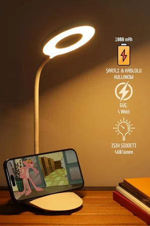 Masa Lambası Dokunmatik 3 Renk 24 Led Telefon Standlı Kademeli Çalışma Okuma Işığı Gece Lambası Q3