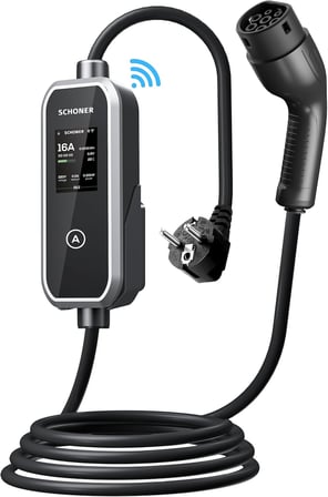 3.5kw Taşınabilir Elektrikli Araç Şarj Istasyonu -Tak ve Şarj Et- Wi-Fi/Bluetooth Smart 5 Metre Tip2 Kablolu