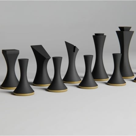hivhestın Modern Minimalist Tasarım Satranç Taşları Seti | 3D Baskı | PLA Malzeme | Tam İki Takım