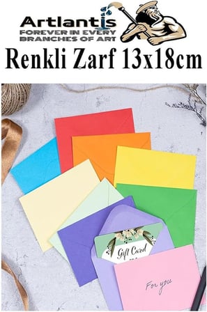 Renkli Zarf 13x18 cm 25 Adet 5 Renk Mektup Zarfı Davetiye Zarfı Kartpostal Çekiliş Hediye Zarfı