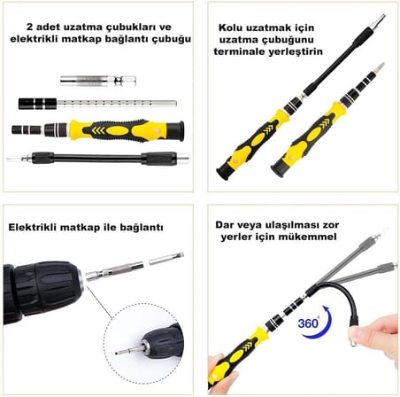 DailyTech 115 in 1 Hassas Sarı Çoklu Tornavida Seti El Alet Takımı