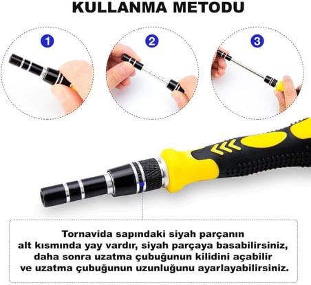 DailyTech 115 in 1 Hassas Sarı Çoklu Tornavida Seti El Alet Takımı