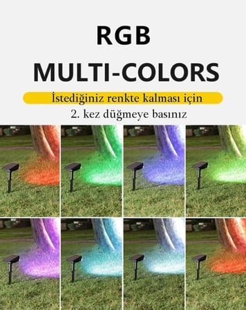 Güneş Enerjili Solar Bahçe Aydınlatması Saplamalı Çim Lambası ( istediğiniz Renk Yanar) XF-7825