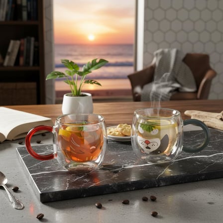 Çift Cidarlı Hayvan Figürlü Cam Kupa - 280 ml - Karışık Renklerde Sürpriz Gönderim (Asorti) - Isıya Dayanıklı Borosilikat Tasarım Bardak (1 ADET)