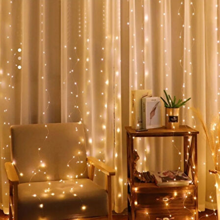CT-STONES® Uzaktan Kumandalı LED Perdeye Takılabilen Kancalı Işık Usb 3x3 Metre Peri Perde LED