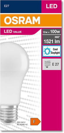 Osram 4052899971042 Led Cla 100 13 W 1521 Lümen 6500 Kelvin Beyaz Işık E27 Duy Ampul, 12x6x6 Cm